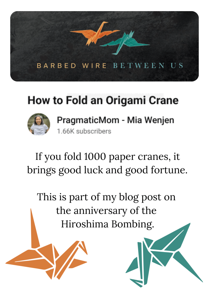 How to fold an origami crane. If you fold 1000 paper cranes, it brings good luck and good fortune. This is part of my blog post on the anniversary of the Hiroshima Bombing.
