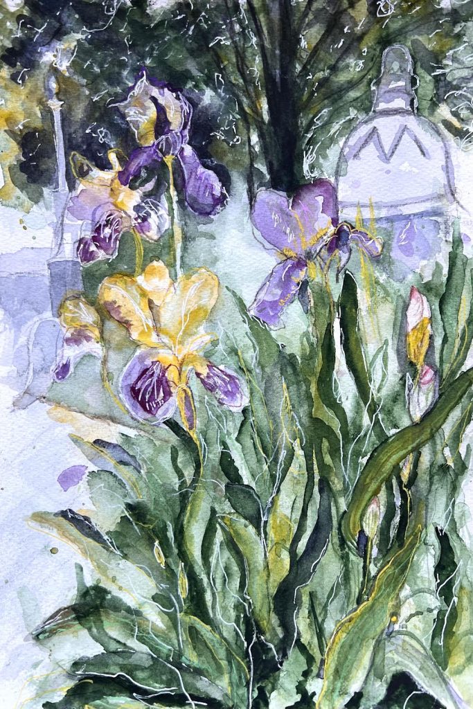 Watercolor: Irises in Bloom