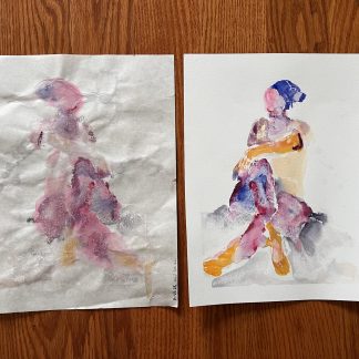 Matching Pair: Half Lord of the Fishes Yoga Twist Watercolor AND Monoprint