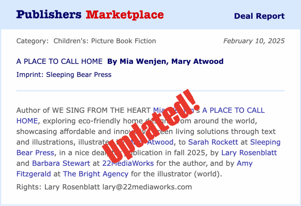 New Title … for my picture book A PLACE TO CALL HOME