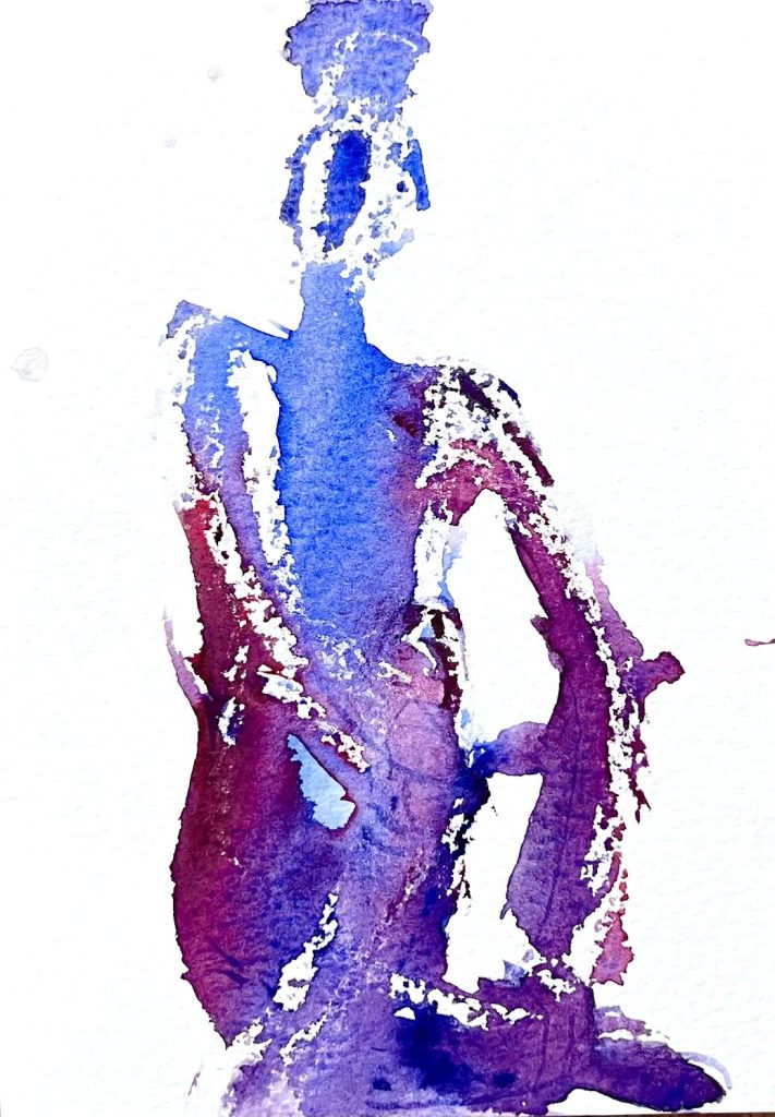 HALF LORD OF THE FISHES Watercolor Figure Painting by Mia Wenjen