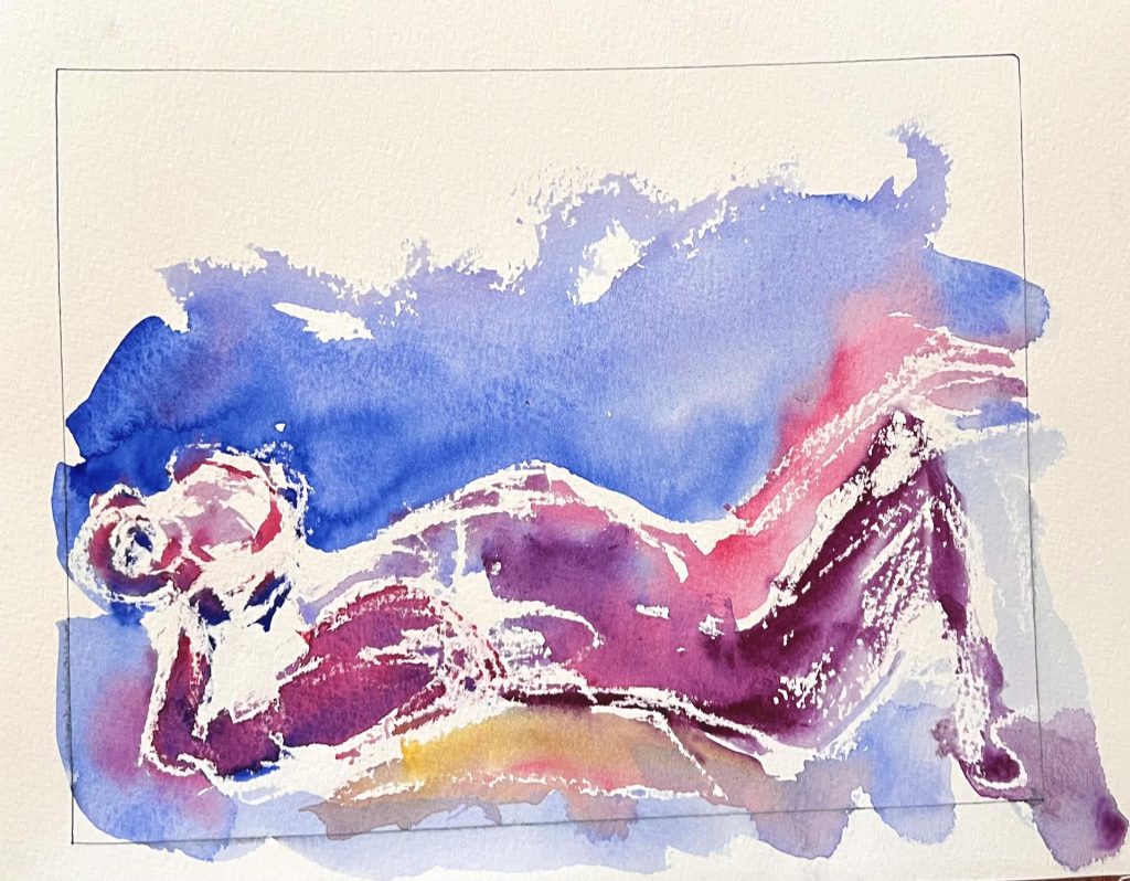 KICK BACK Watercolor Figure Painting by Mia Wenjen