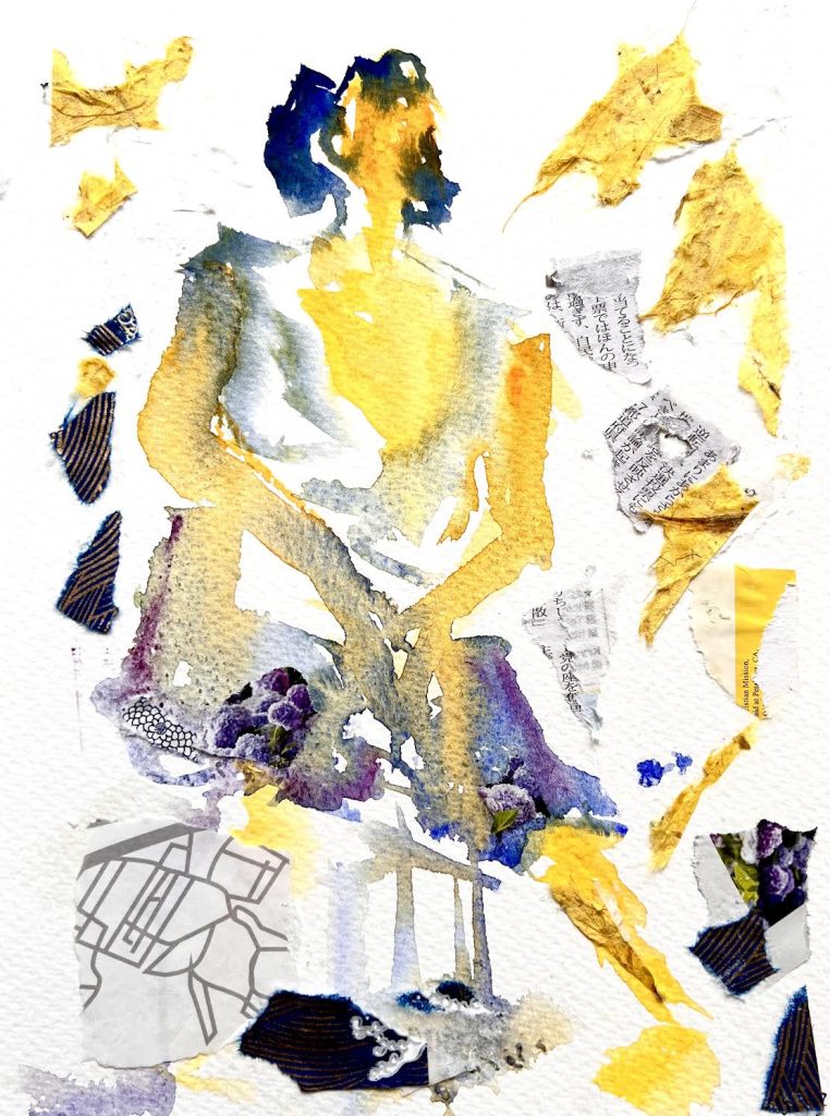 Dreaming of a Sunny Vacation watercolor figure painting by Mia Wenjen