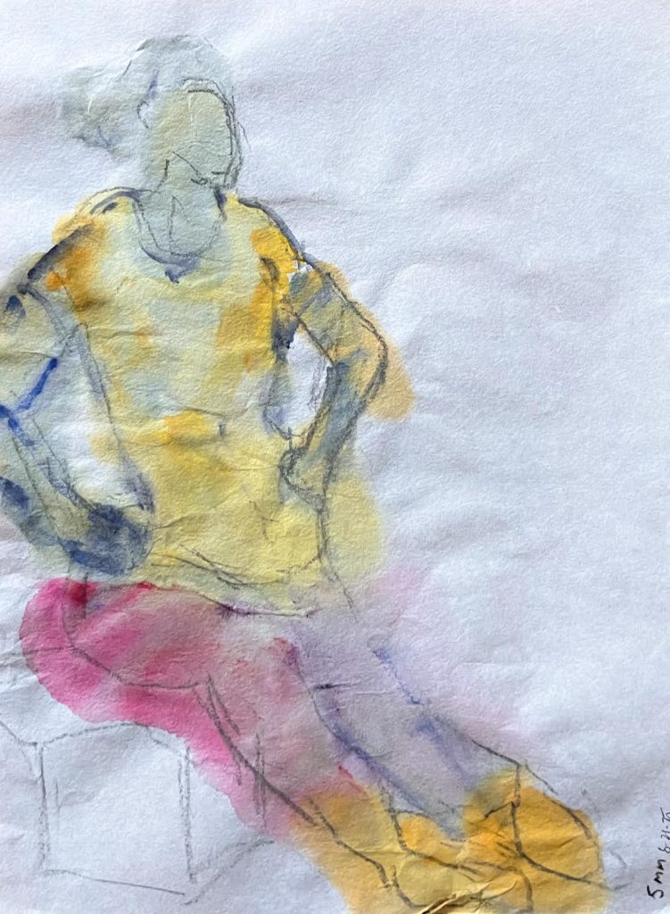 NOT STUBBORN Watercolor figure painting on Japanese paper by Mia Wenjen